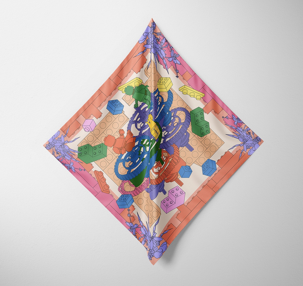 乐高主题丝巾设计