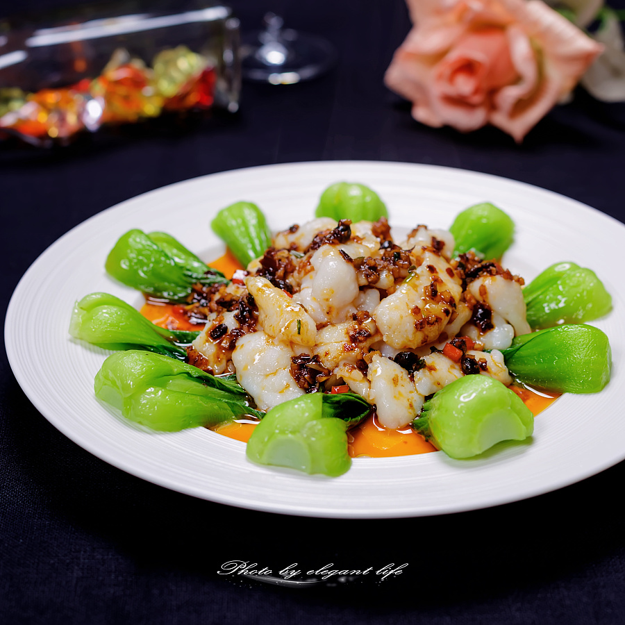 豆豉鱼片扒青菜