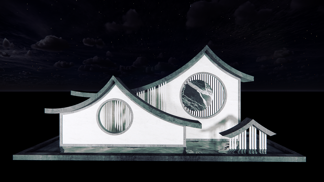 《日月同辉》-徽派文化景墙设计（图ZMjcxMTYxODA4） - 建筑/空间 - 站酷设计师一抹甜幂的笑原创素材 - 站酷ZCOOL