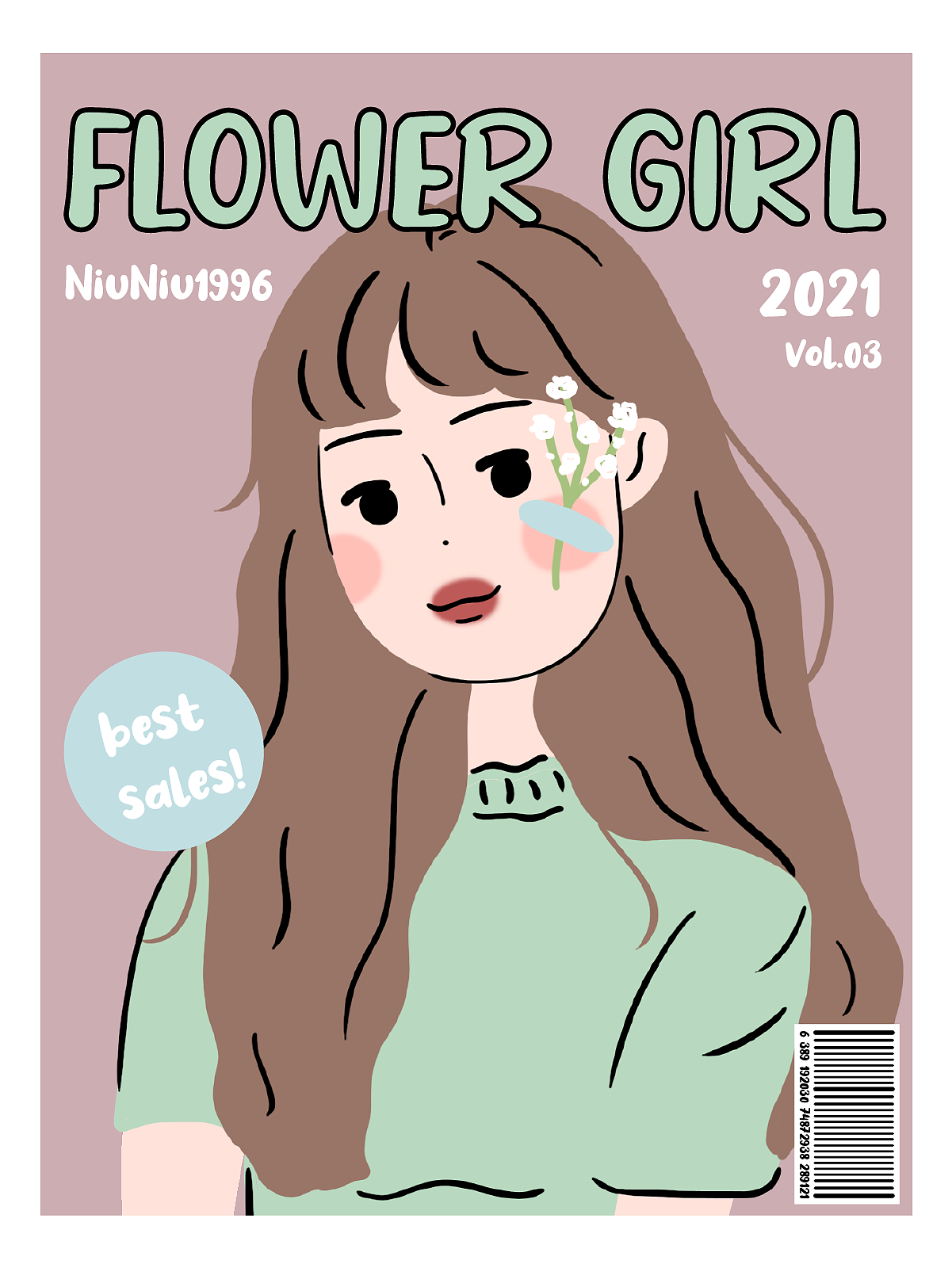 女孩与花杂志风人物插画