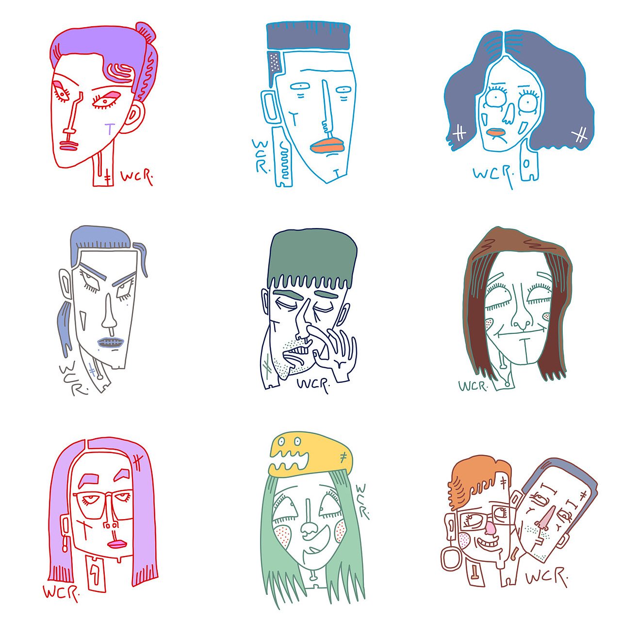 FaceDoodle/怪相涂鸦/丑叔WCR（图ZMTk3ODkxMjEy） - 新锐潮流插画 - 站酷设计师王晨睿原创素材 - 站酷ZCOOL