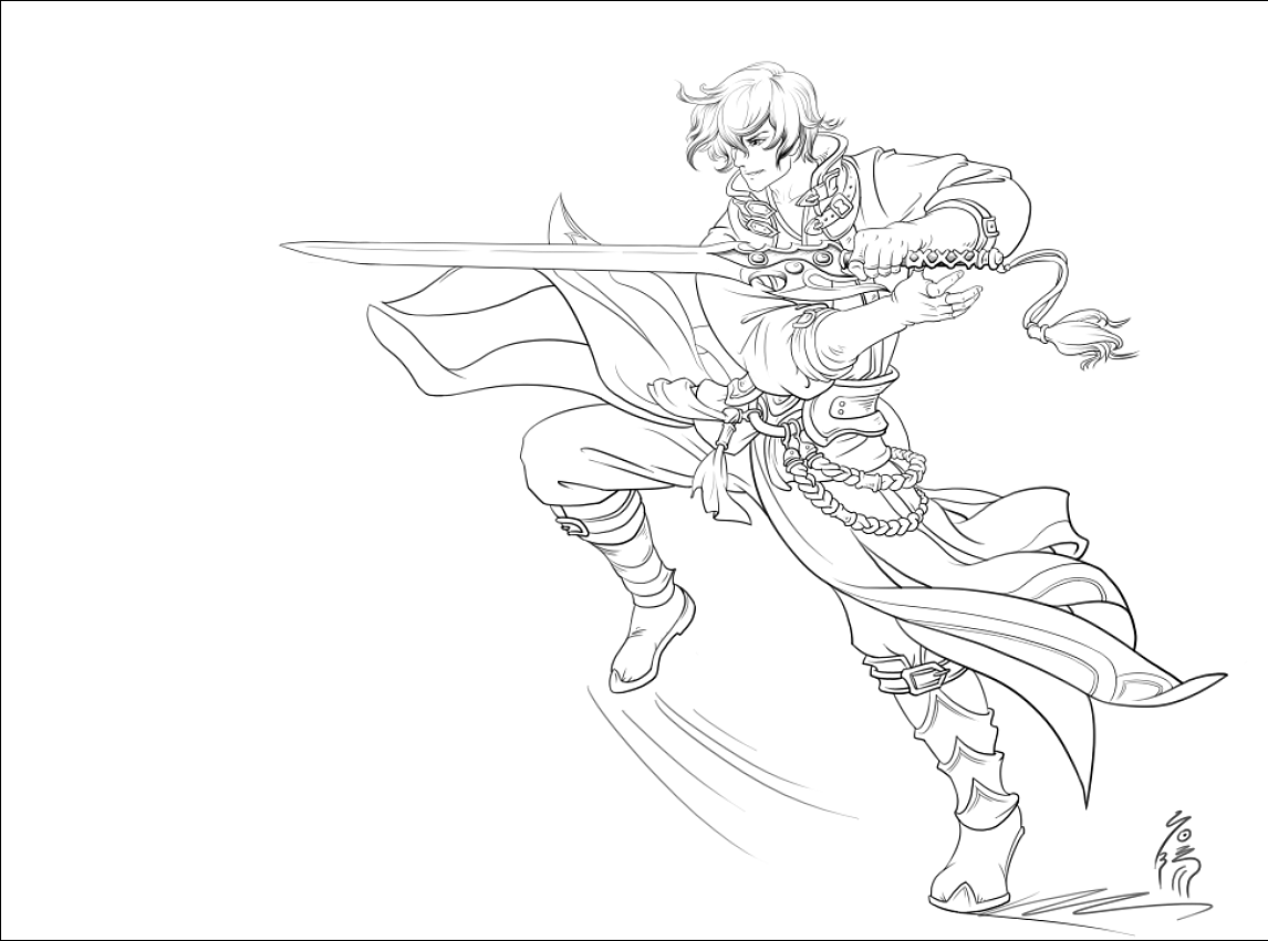 王者荣耀人物线稿李白