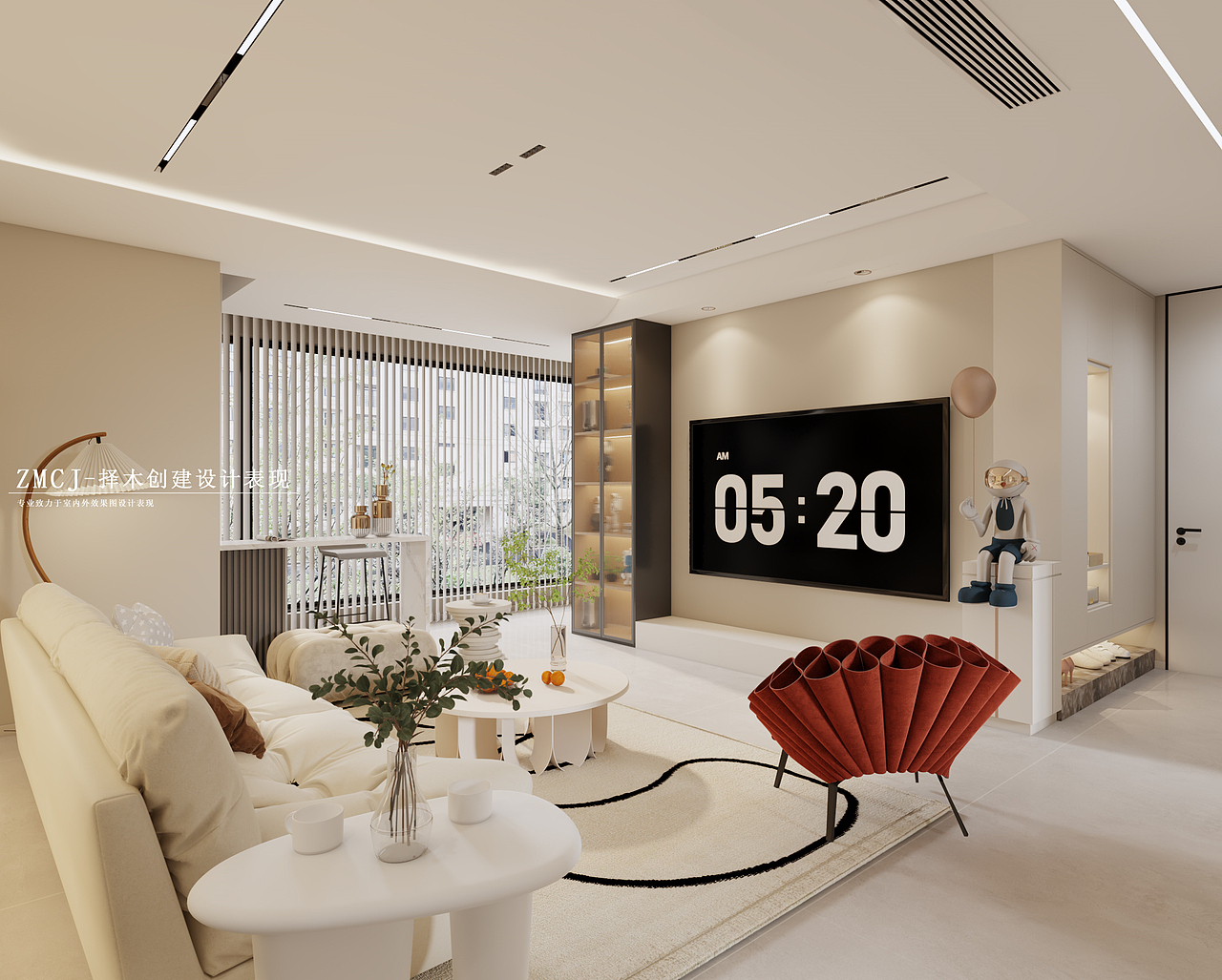 现代奶油风格客厅--择木创建晨晨