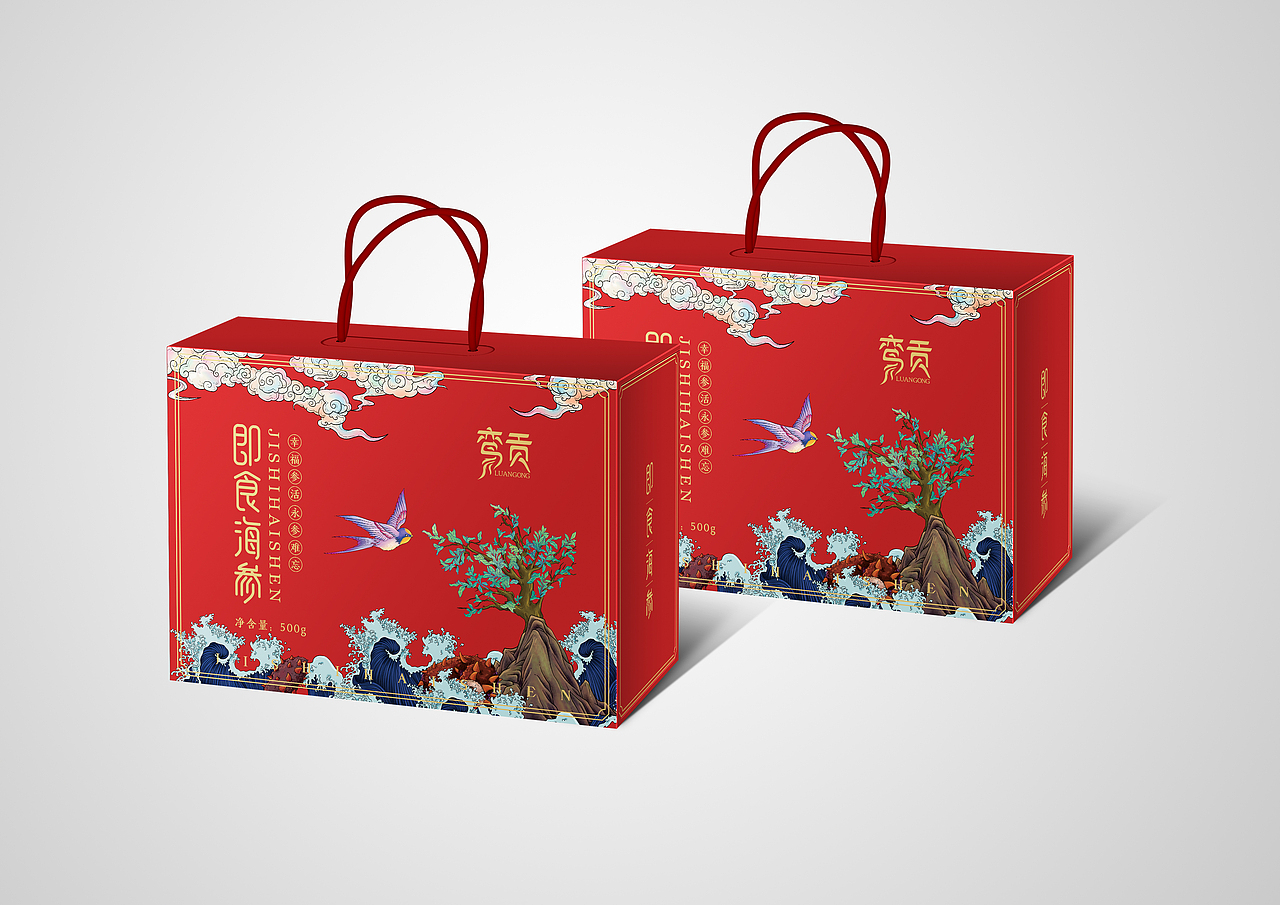 海参插画包装设计即食海参国潮风包装设计（图ZMTgxOTg3NDA4） - 包装 - 站酷设计师村花二毛啊原创素材 - 站酷ZCOOL