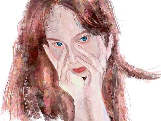 捂脸少女（照片参考）