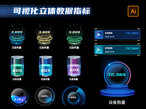 可视化立体数据指标素材