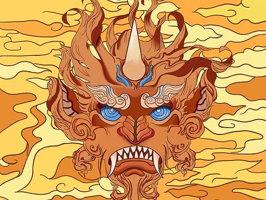 中国风鞋子插画图样设计——古代神兽