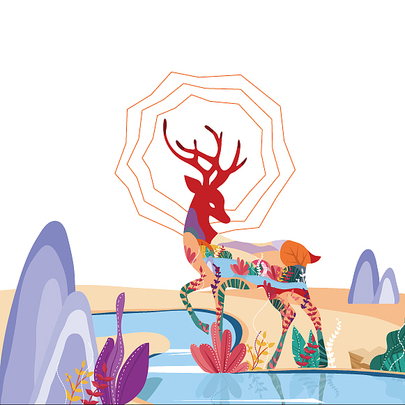 《鹿》（图ZMTU1NDMyNTky） - 商业插画 - 站酷设计师zk208208原创素材 - 站酷ZCOOL