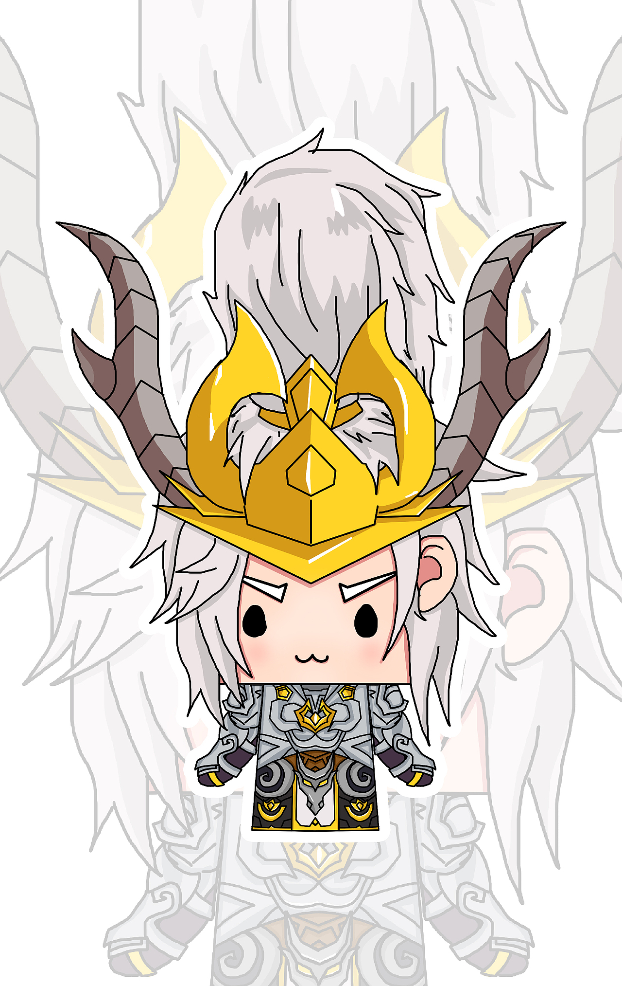 王者荣耀韩信白龙吟纸模卡通手绘