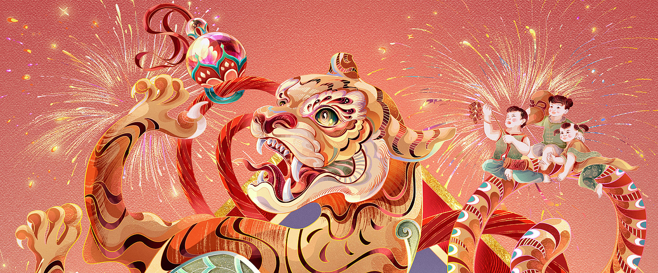 龙腾虎跃贺新春 - 2022虎年春节插画（图ZMjgxNTE1MDEy） - 商业插画 - 站酷设计师李耀辉TONG原创素材 - 站酷ZCOOL
