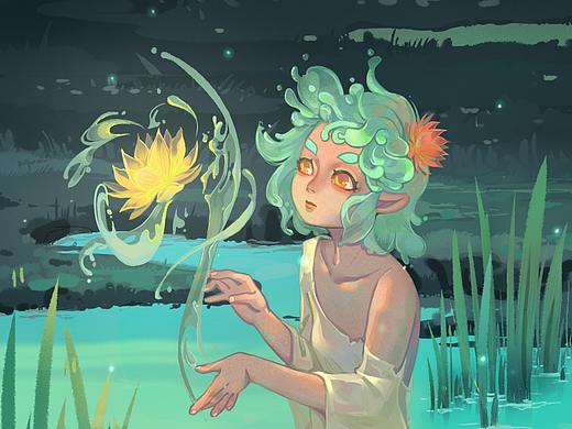 湖精靈（個(gè)人主頁(yè)-ZNjE3OTE5NDQ=） - 創(chuàng)作習(xí)作 - 站酷設(shè)計(jì)師貓叨不吃魚(yú)原創(chuàng)素材 - 站酷ZCOOL