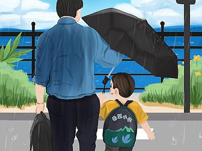 父亲节海报手绘作品