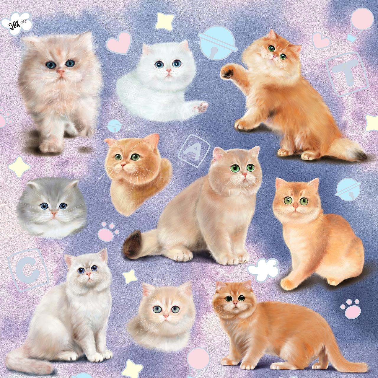 猫咪大合集（图ZMjY2NTA1OTg4） - 商业插画 - 站酷设计师佩佩小欣原创素材 - 站酷ZCOOL