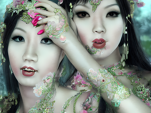 #AI创作实验室#桃花 东方恐怖大师 泰国人妖 新娘（个人主页-ZNjI2OTA4MTI=） - AI作品 - 站酷设计师Z53136188原创素材 - 站酷ZCOOL