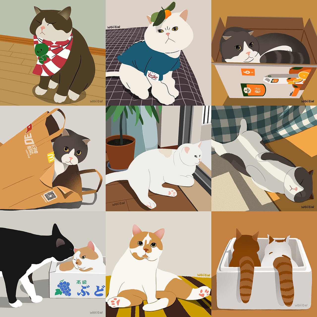 2021画的猫（图ZMjgzNTE3MjY0） - 艺术插画 - 站酷设计师童壮壮weiiew原创素材 - 站酷ZCOOL