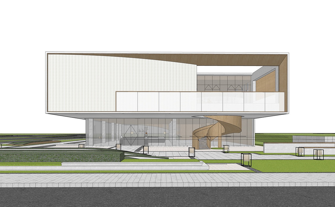 现代美术馆SU模型下载