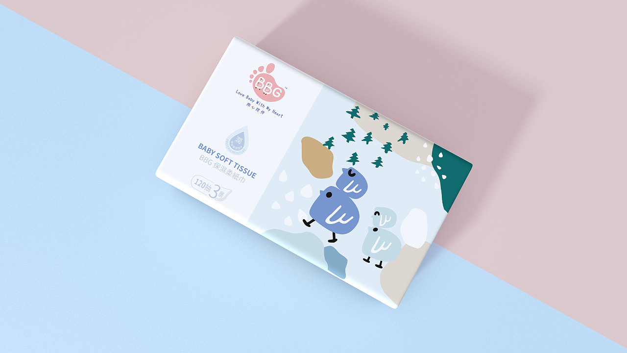 婴儿纸巾湿巾插画包装设计方案