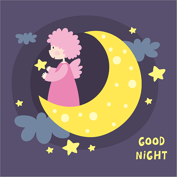 星星夜晚卡通矢量图