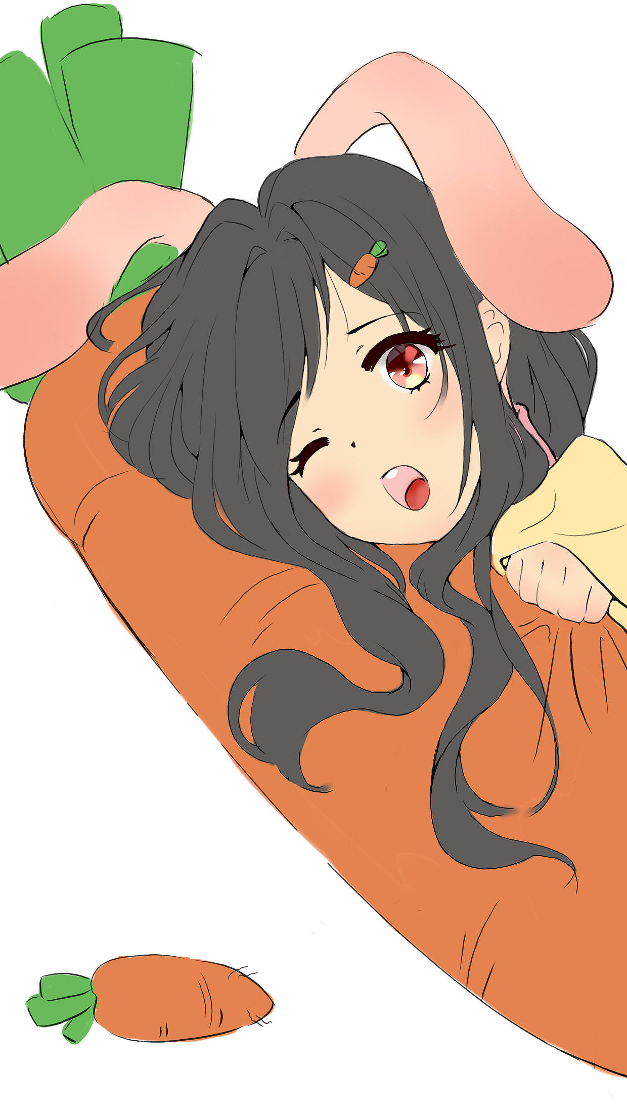 动漫插画请你吃胡萝卜