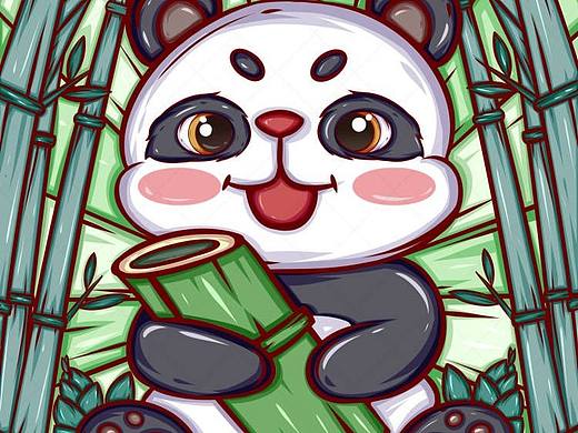 小熊猫国潮插画