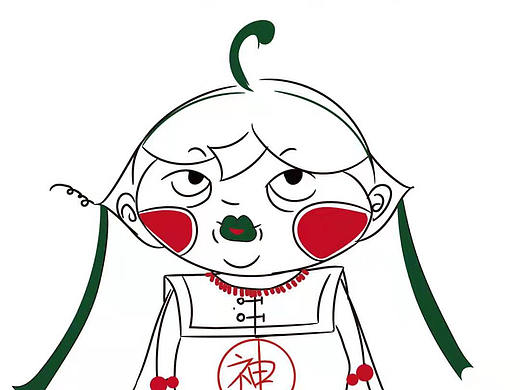 原创矢量插画人物-“小神婆”