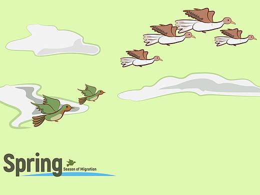 春季海报-鸟（个人主页-ZNDUwMTAyMjA=） - 商业插画 - 站酷设计师月下小朋友原创素材 - 站酷ZCOOL