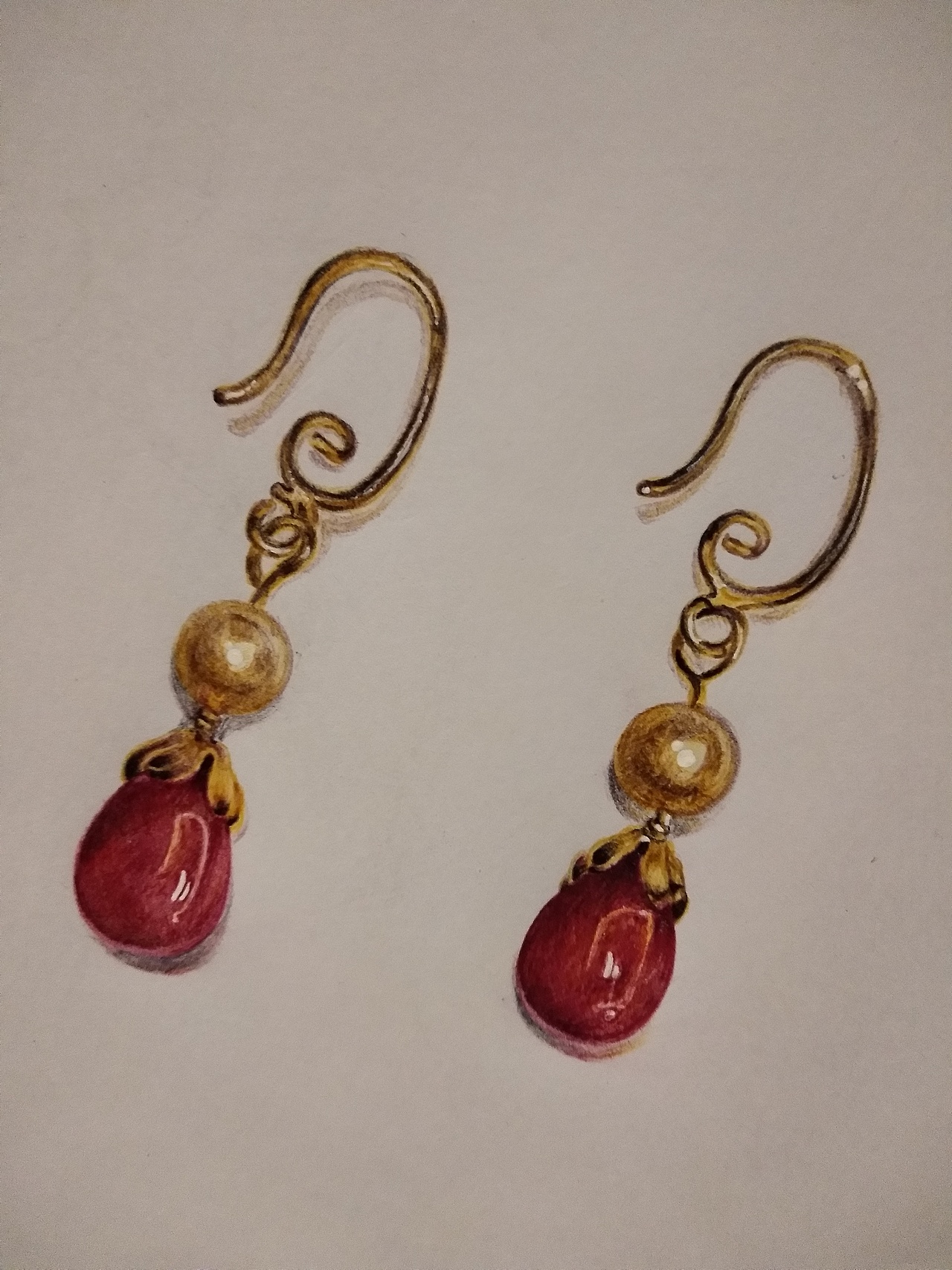 圆珠笔 彩铅手绘一组古风首饰