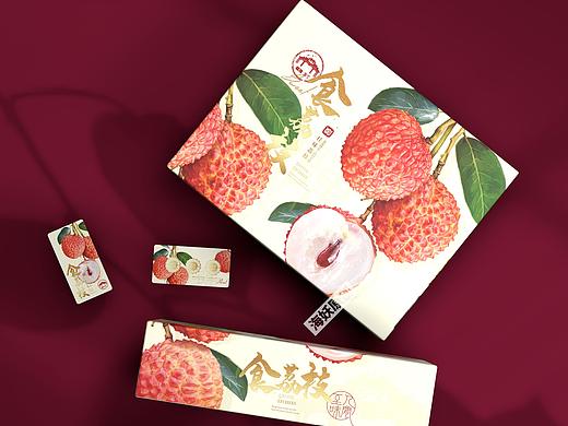 ｛原创｝荔枝水果食品礼盒手绘插画包装设计