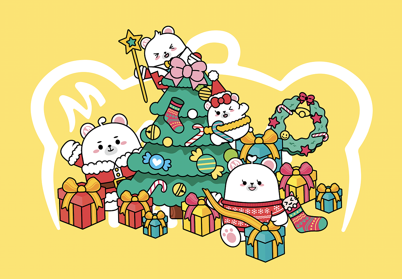 mideafamily熊小美一家q版形象设计