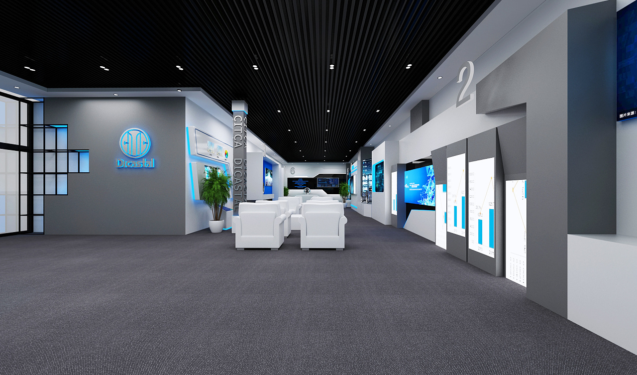 轮毂企业展厅第二套3d效果图设计 现代科技风格设计