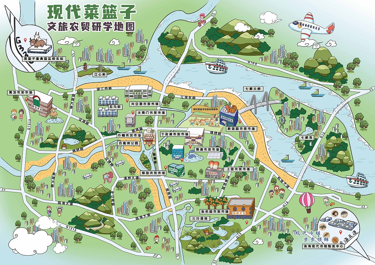 【温州.菜篮子】手绘地图定制社区地图设计