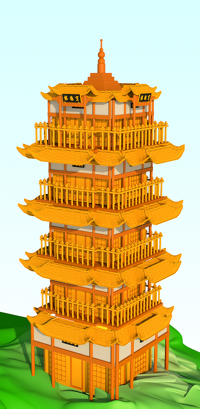 C4D黄鹤楼（图ZMTk0NDE3NDQ4） - 其他三维 - 站酷设计师天文地理原创素材 - 站酷ZCOOL