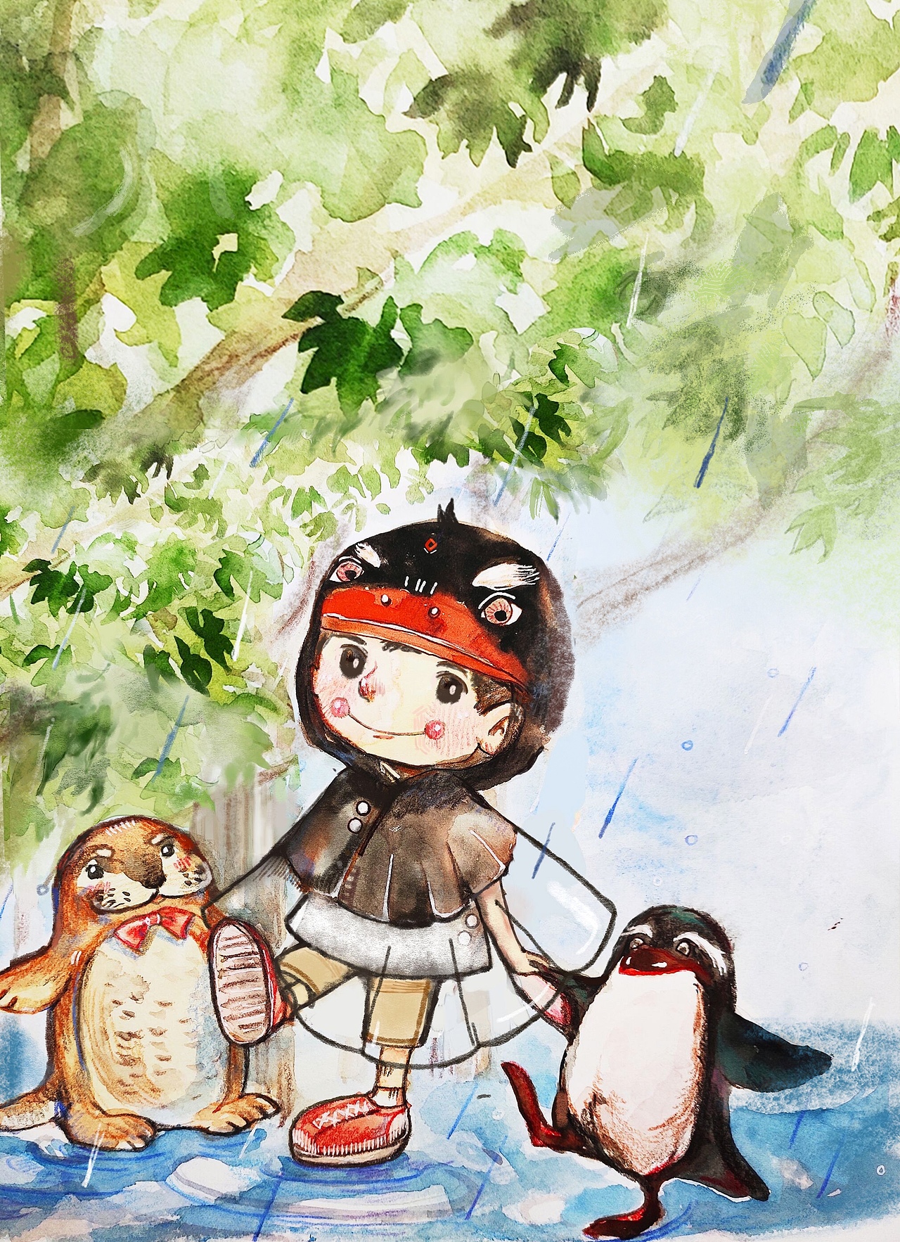 雨中（图ZMjIxODIzNzky） - 绘本 - 站酷设计师透明饼干玖玖玖玖原创素材 - 站酷ZCOOL