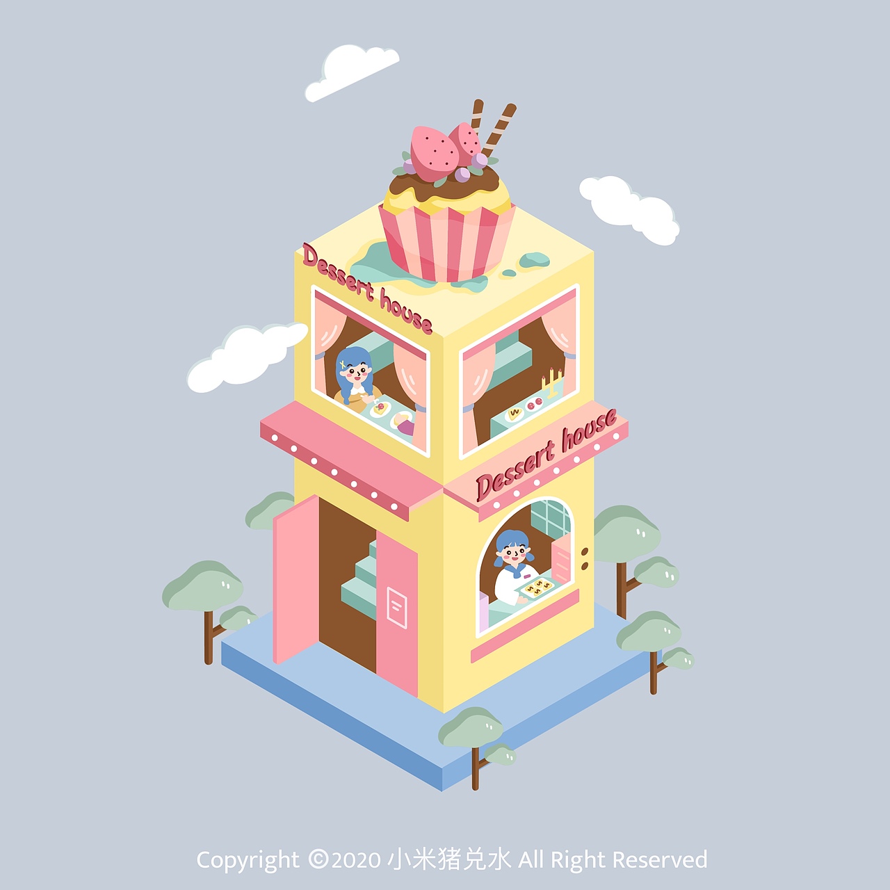 2.5D小街道（图ZMTk2MzQxMzY4） - 商业插画 - 站酷设计师小米猪兑水原创素材 - 站酷ZCOOL