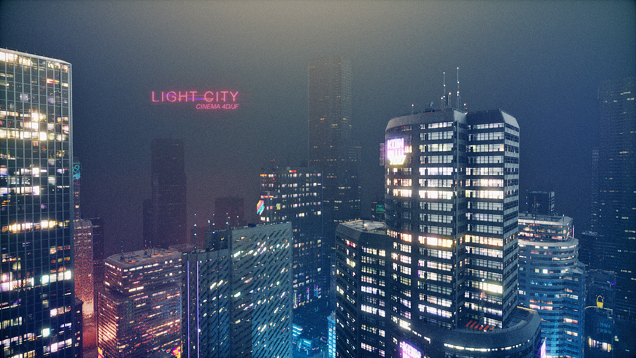 原创C4D赛博霓虹城市夜景系列