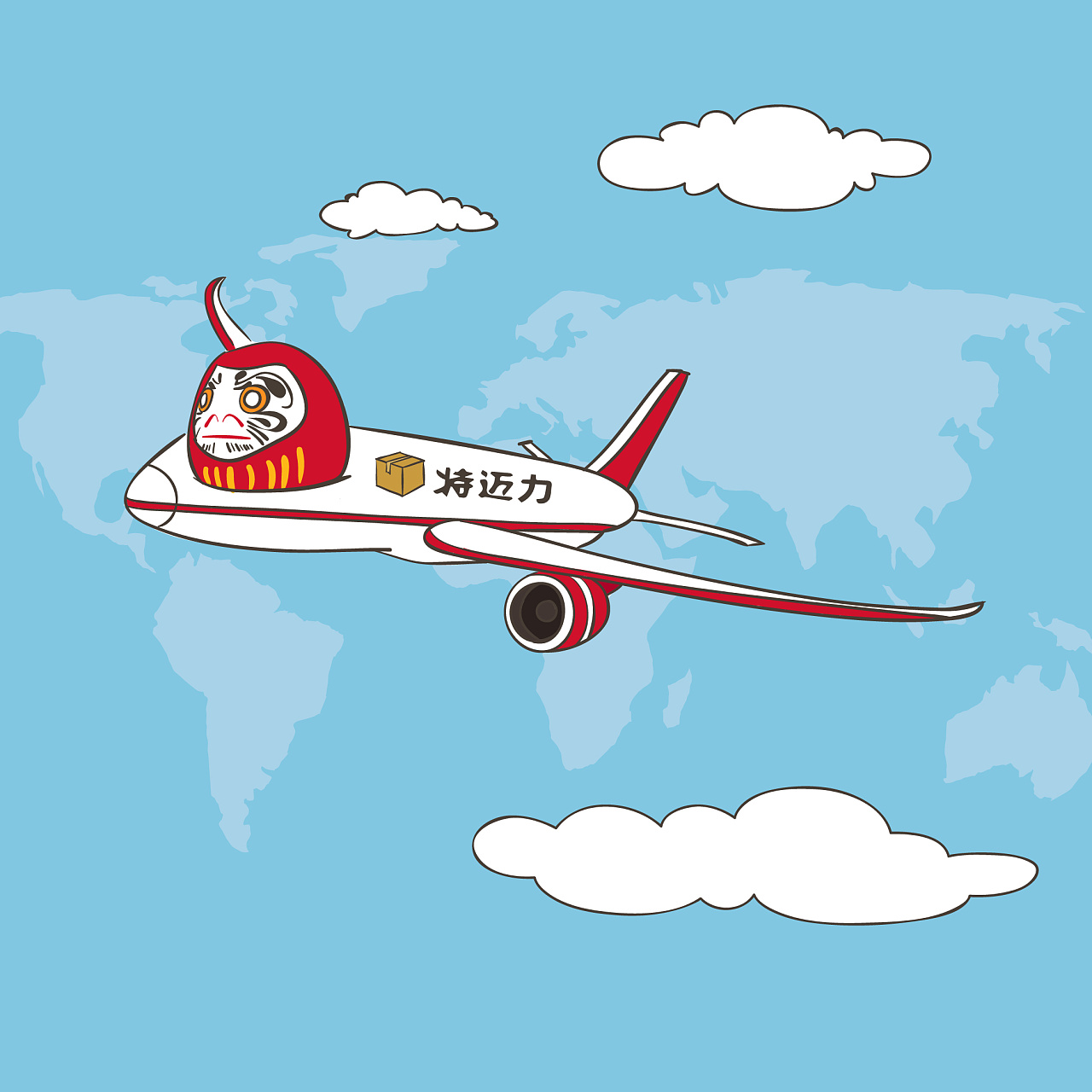 商业插图日本达摩开飞机