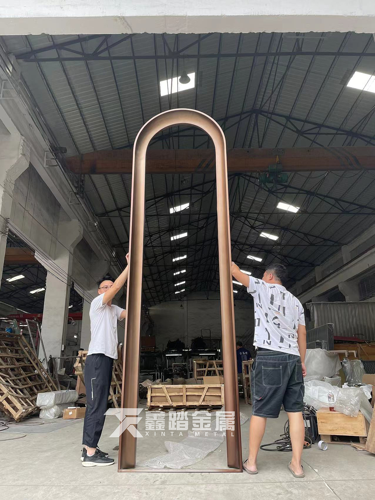 墙体装饰不锈钢弧形门套 售楼部酒店双曲面不锈钢拱门