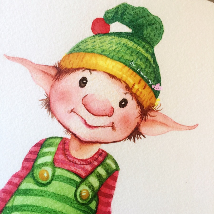 儿童插画-圣诞老人的小精灵