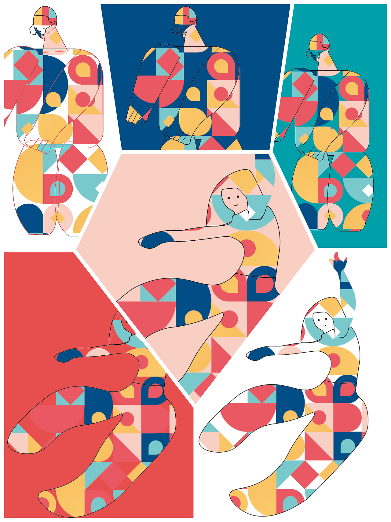 今天画的扁平人物插画