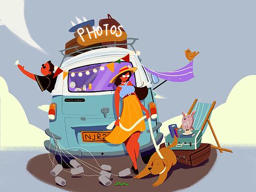 旅行车系列2（个人主页-ZNTUzNDY2OTY=） - 商业插画 - 站酷设计师包子插画原创素材 - 站酷ZCOOL