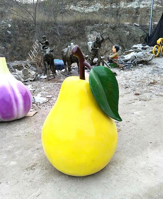 雪梨形象造型装饰玻璃钢雪梨休闲椅雕塑卡通雪梨摆设