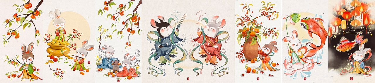 古风兔子合集（图ZMzMxOTUzMzQ0） - 创作习作 - 站酷设计师沈豆豆bing原创素材 - 站酷ZCOOL