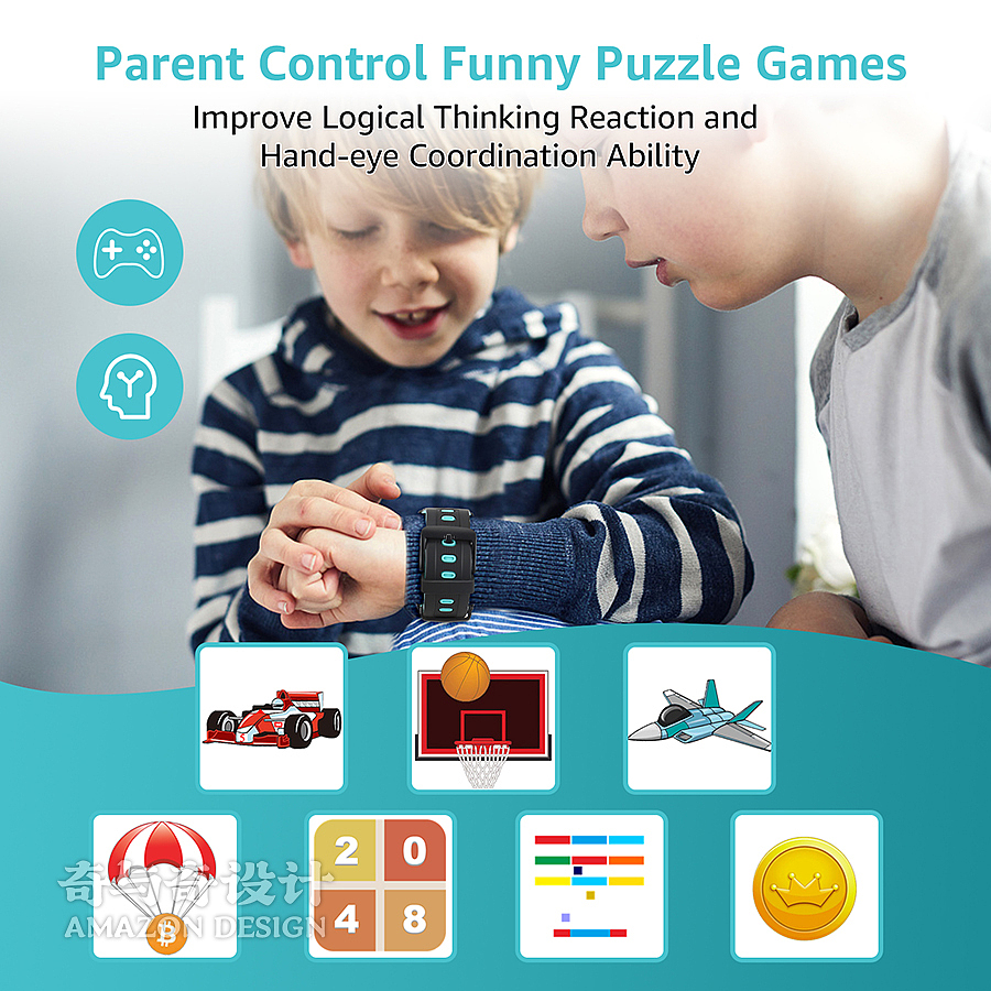 跨境电商 亚马逊产品主图设计案例-儿童手表拍照设计