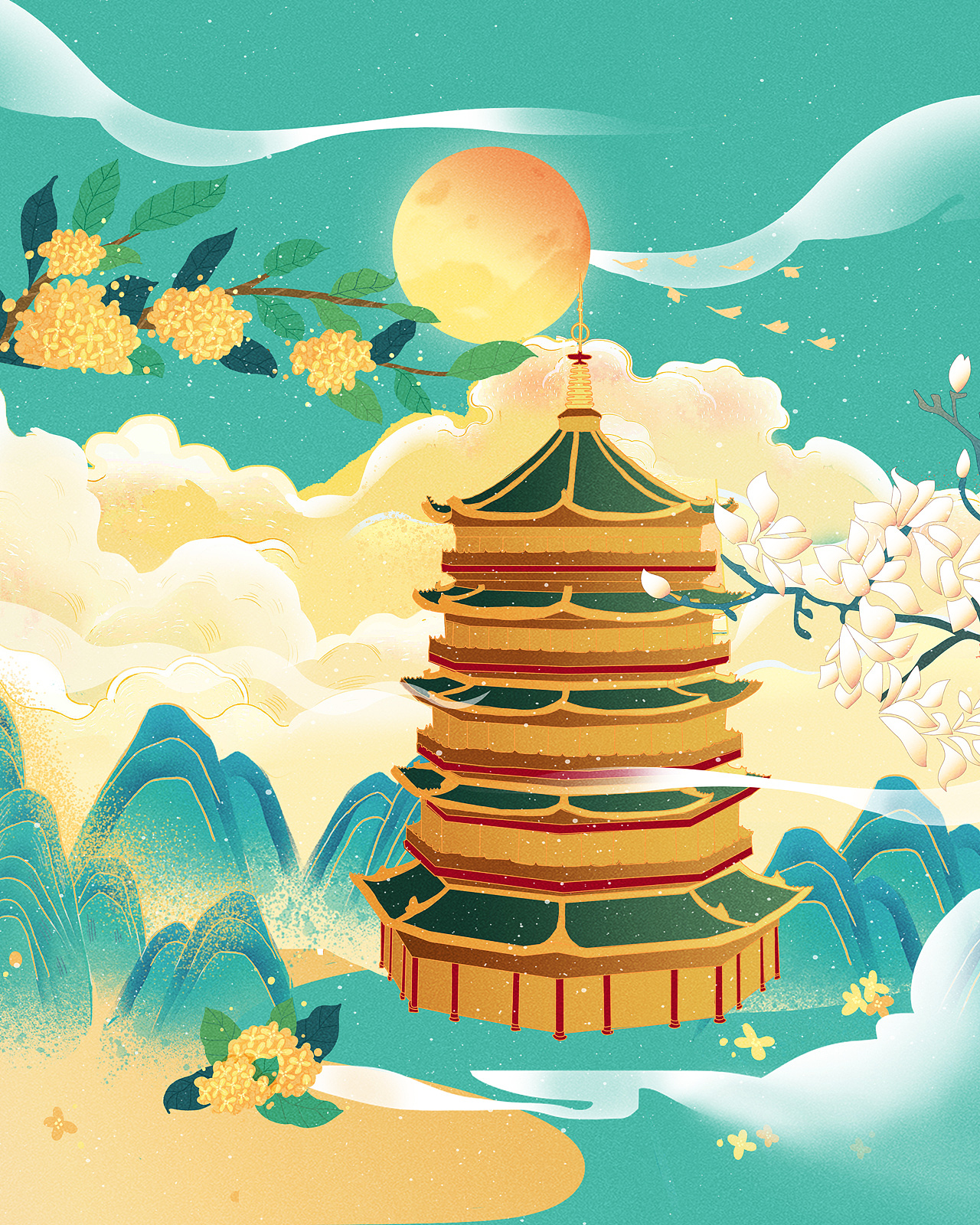 城市插画 国风插画 地标插画