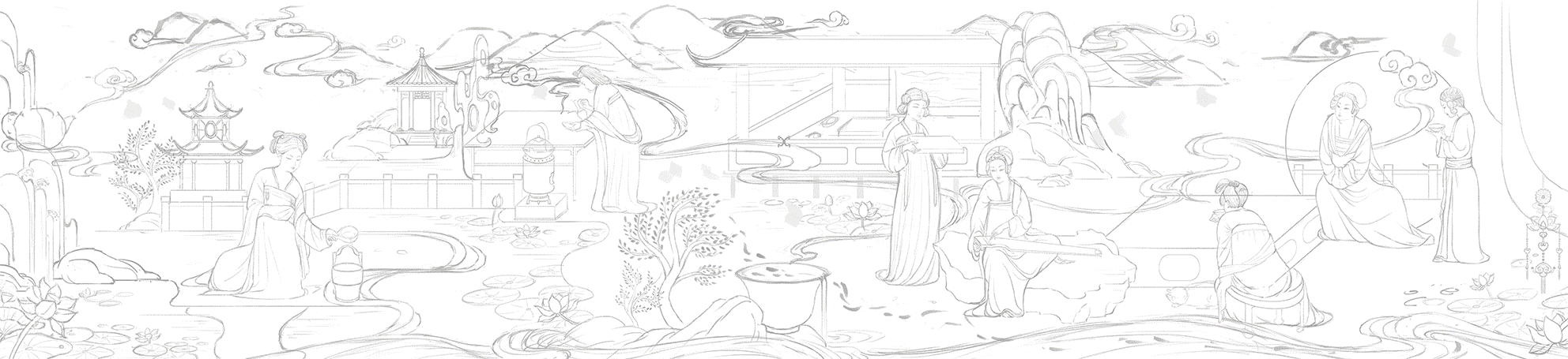 国潮茶饮《调琴品茗图》