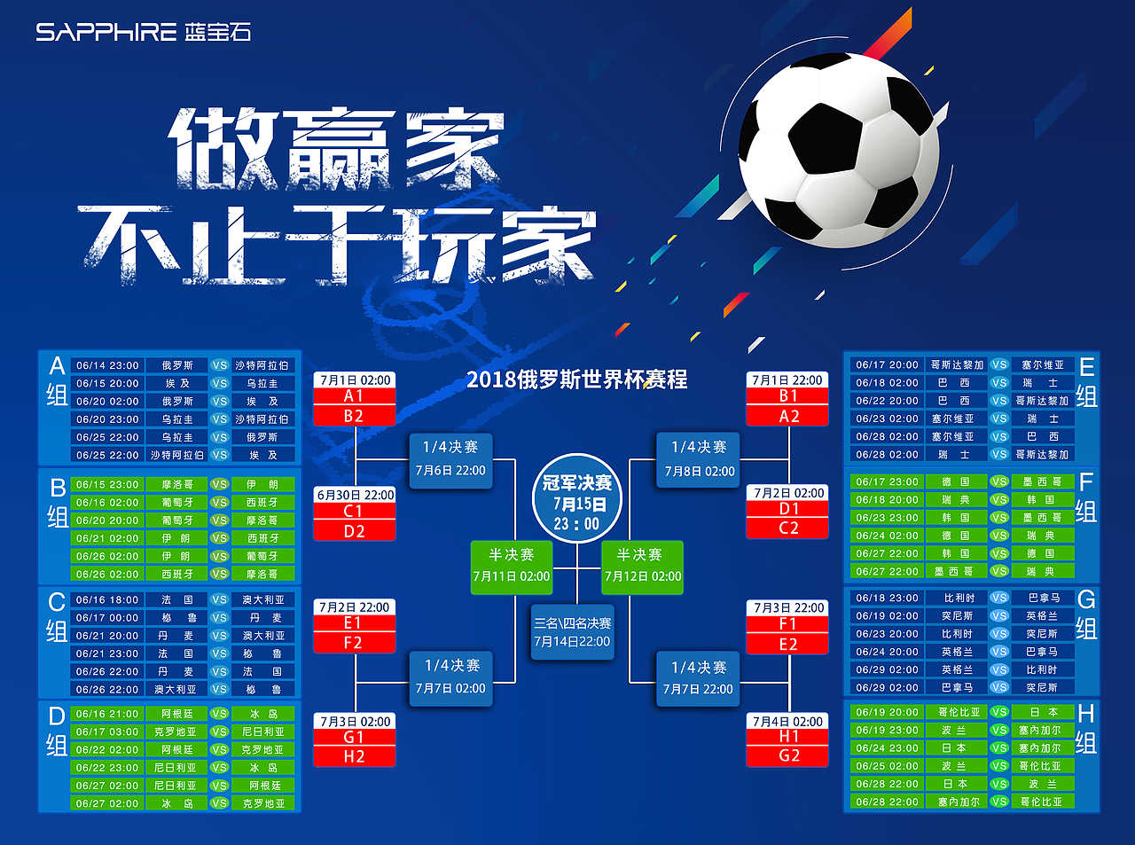 2018俄罗斯世界杯蓝宝石品牌宣传设计