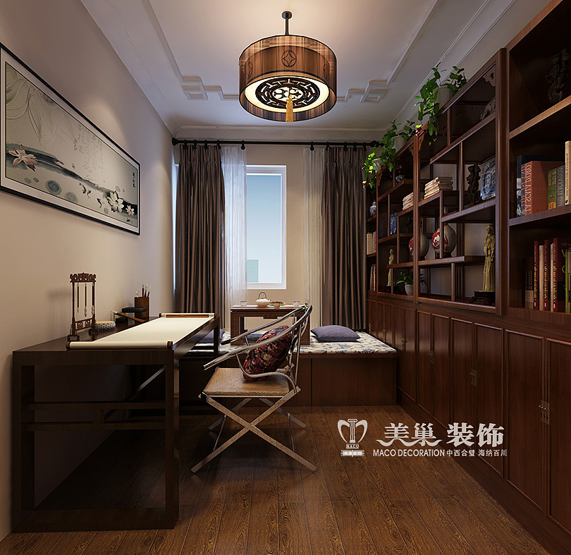 中森林语美墅138平四室两厅装修新中式风格装修样板间