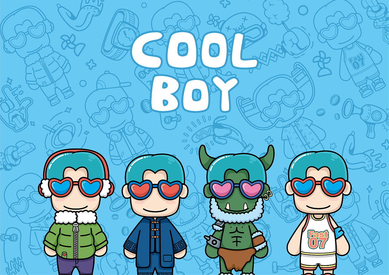 cool boy 卡通形象vi