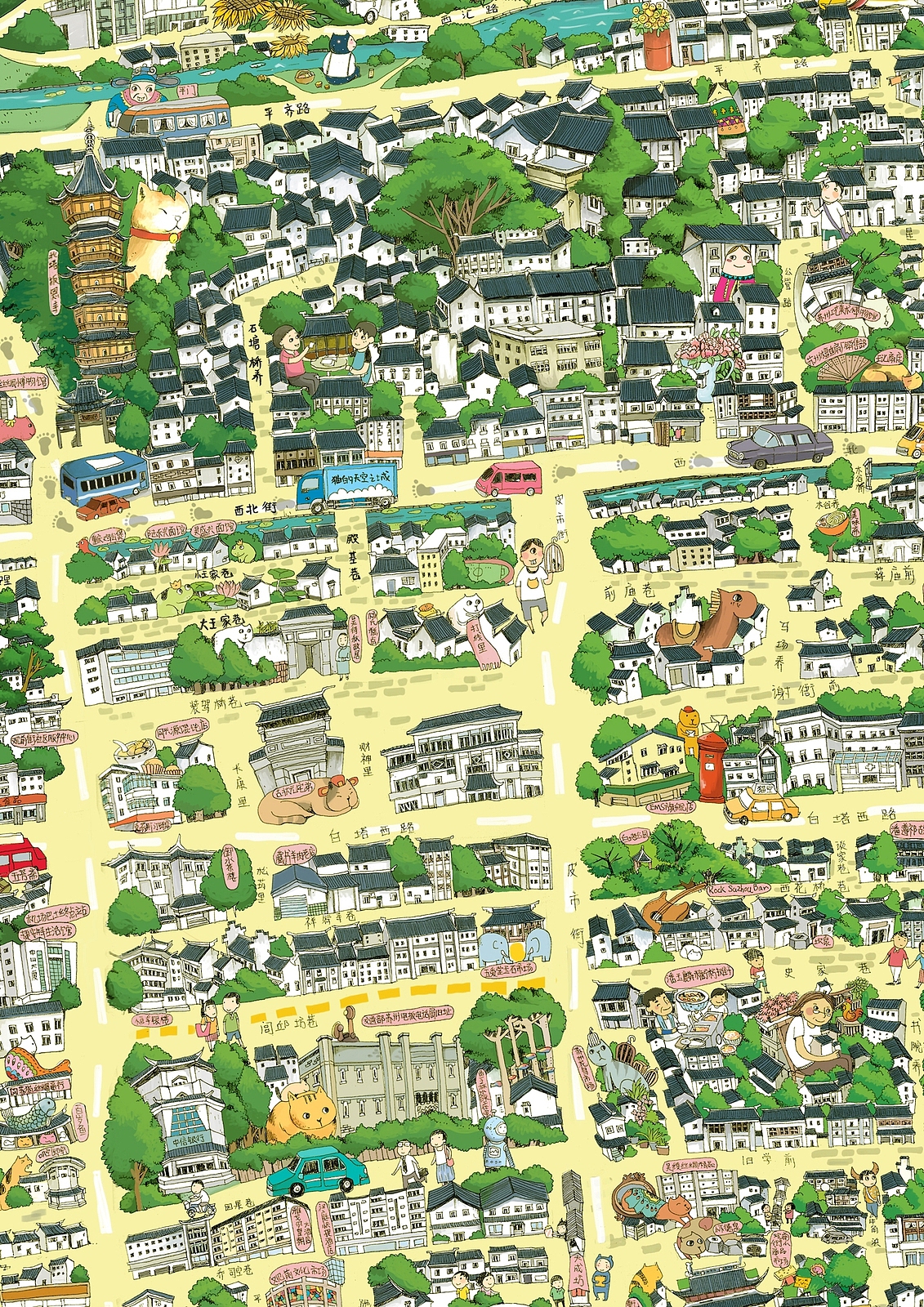 苏州手绘地图（图ZNDkyNTQ0NDA=） - 商业插画 - 站酷设计师miao9原创素材 - 站酷ZCOOL