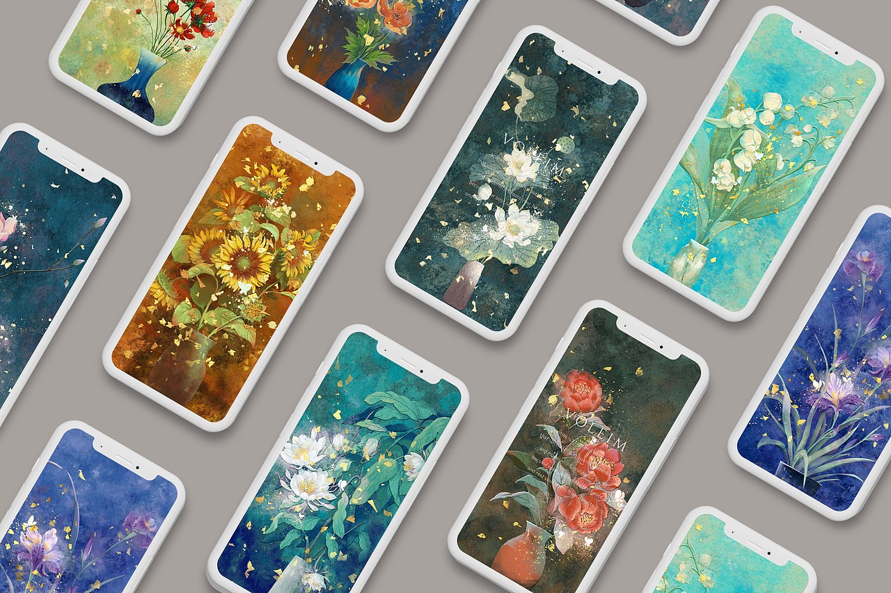 岩彩插画《暗香盈袖》